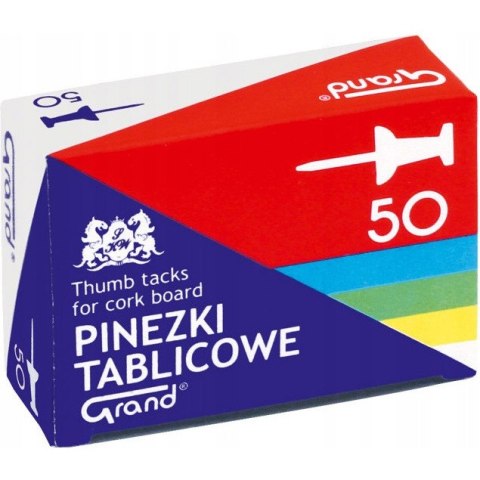 Pinezki tablicowe op-50szt. kolorowe GRAND 110-1657 Pinezki tablicowe op-50szt. kolorowe GRAND 110-1657