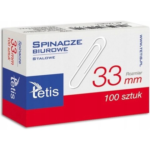 Spinacze biurowe 33mm (100szt.) GS140-C TETIS Spinacze biurowe 33mm (100szt.) GS140-C TETIS