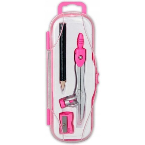 Cyrkiel szkolny z ołówkiem + temperówka w etui PC-102 różowy TT7635 PENMATE Cyrkiel szkolny z ołówkiem + temperówka w etui PC-102 różowy TT7635 PENMATE