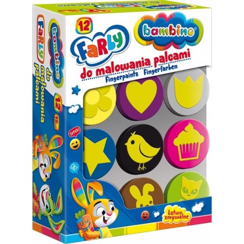 Farba dla dzieci do malowania palcami Zestaw 12 kolorów x 15ml BAMBINO St.Majewski Farba dla dzieci do malowania palcami Zestaw 12 kolorów x 15ml BAMBINO St.Majewski
