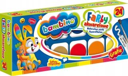 Farby akwarelowe szkolne Zestaw 24 kolory + pędzelek BAMBINO St.Majewski