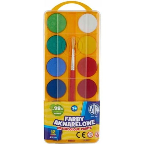 Farby akwarelowe szkolne zestaw 12 kolorów + pędzelek 83216904 ASTRA Farby akwarelowe szkolne zestaw 12 kolorów + pędzelek 83216904 ASTRA