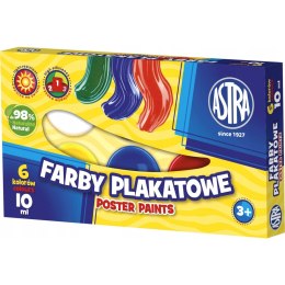 Farby plakatowa zestaw 6 kolorów 10ml szkolne 83111903 ASTRA