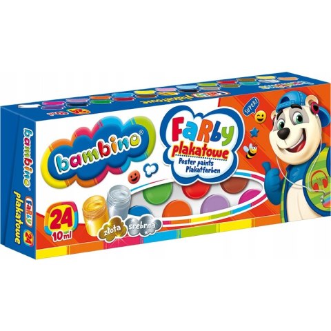 Farby plakatowe dla dzieci Zestaw 24 kolory x 10ml BAMBINO Farby plakatowe dla dzieci Zestaw 24 kolory x 10ml BAMBINO