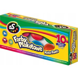 Farby plakatowe szkolne 10 kolorów 20ml zestaw AS 301219003 ASTRA