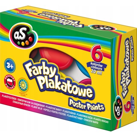 Farby plakatowe szkolne 6 kolorów 20ml zestaw AS 301219001 ASTRA Farby plakatowe szkolne 6 kolorów 20ml zestaw AS 301219001 ASTRA