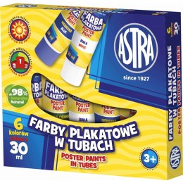 Farby plakatowe w tubkach szkolne 6 kolorów 30ml zestaw 83119900 ASTRA