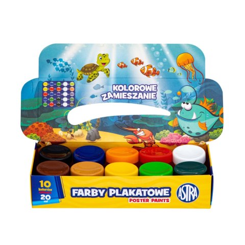 Farby plakatowe zestaw 10 kolorów 20ml szkolne Standard Box 301123044 ASTRA Farby plakatowe zestaw 10 kolorów 20ml szkolne Standard Box 301123044 ASTRA