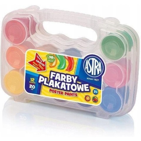 Farby plakatowe zestaw 12 kolorów 20ml + WALIZKA 301117002 ASTRA Farby plakatowe zestaw 12 kolorów 20ml + WALIZKA 301117002 ASTRA