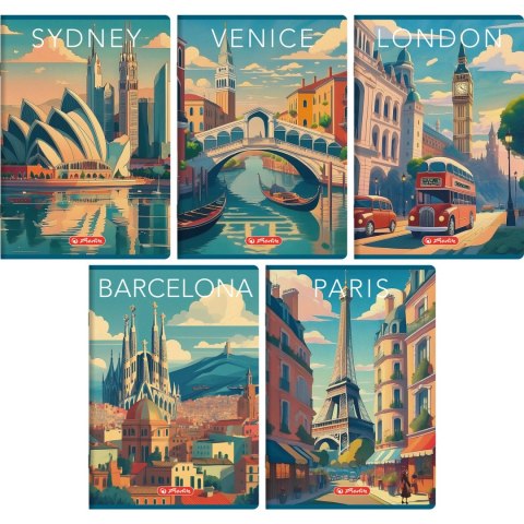 Zeszyt szkolny A5 60 kartek w kratkę 70g RETRO CITY 400196845 HERLITZ Zeszyt szkolny A5 60 kartek w kratkę 70g RETRO CITY 400196845 HERLITZ