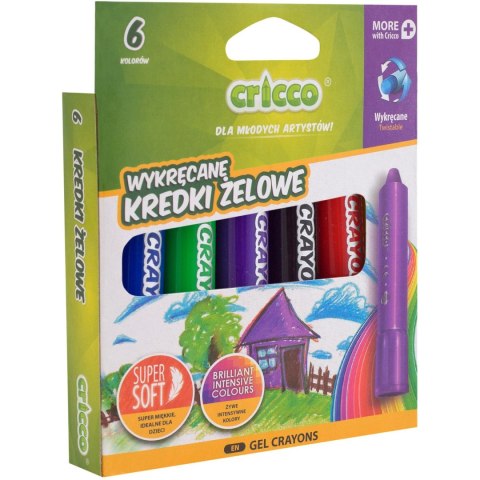 Kredki CRICCO wykręcane żelowo-pastelowe 3w1 6kol. opakowanie kartonowe CR350K6 Kredki CRICCO wykręcane żelowo-pastelowe 3w1 6kol. opakowanie kartonowe CR350K6