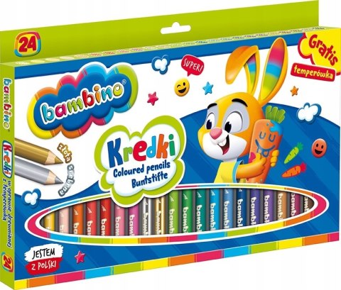 Kredki dla dzieci z glinki kaolinowej Zestaw 24 kredek + temperówka BAMBINO St.Majewski Kredki dla dzieci z glinki kaolinowej Zestaw 24 kredek + temperówka BAMBINO St.Majewski