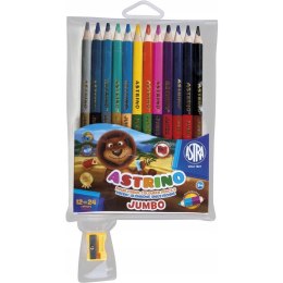 Kredki dwustronne okrągłe JUMBO grube 12 kredek 24 kolory + temperówka 312116003 ASTRINO
