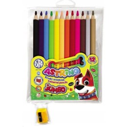 Kredki ołówkowe JUMBO grube zestaw 12 kolorów + temperówka 312221001 ASTRINO