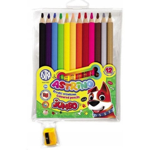 Kredki ołówkowe JUMBO grube zestaw 12 kolorów + temperówka 312221001 ASTRINO Kredki ołówkowe JUMBO grube zestaw 12 kolorów + temperówka 312221001 ASTRINO
