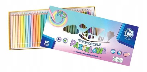 Kredki ołówkowe pastelowe duży zestaw 50 kolorów 312121004 ASTRA Kredki ołówkowe pastelowe duży zestaw 50 kolorów 312121004 ASTRA