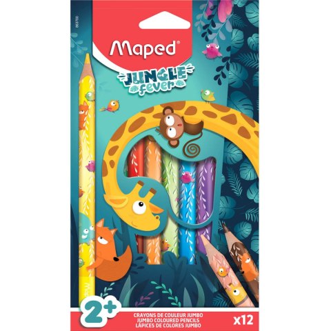 Kredki trójkątne JUMBO JUNGLE FEVER 12 sztuk 863700 MAPED Kredki trójkątne JUMBO JUNGLE FEVER 12 sztuk 863700 MAPED