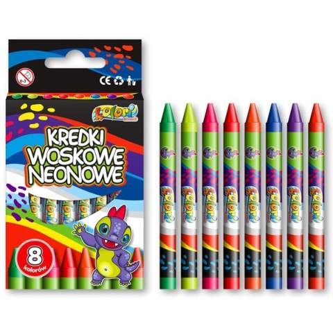 Kredki woskowe neonowe 8 kolorów DINO TT8245 PANMATE Kredki woskowe neonowe 8 kolorów DINO TT8245 PANMATE