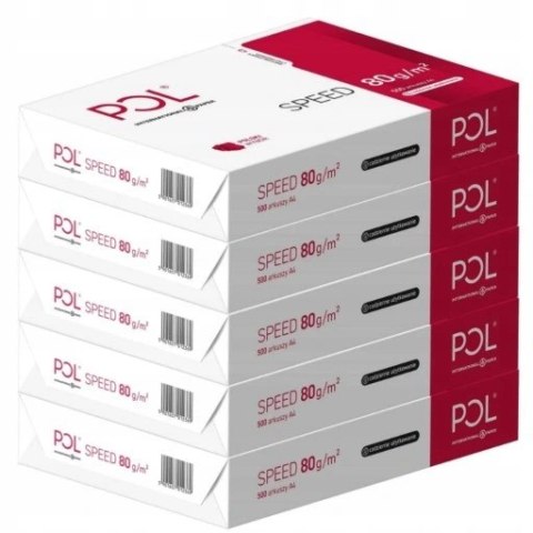 Papier ksero A4 80g POLSPEED (5 ryz) klasa C CIE 153 do drukarek i kopiarek Papier ksero A4 80g POLSPEED (5 ryz) klasa C CIE 153 do drukarek i kopiarek