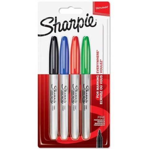 Marker SHARPIE FINE 4 kolory blister - czerwony, zielony, niebieski, czarny 1985858 Marker SHARPIE FINE 4 kolory blister - czerwony, zielony, niebieski, czarny 1985858