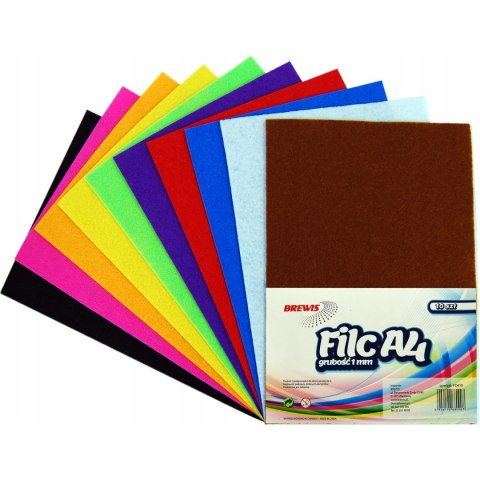 Filc A4 10 kol.(10arkuszy) FC410 1mm BREWIS 680907 Filc A4 10 kol.(10arkuszy) FC410 1mm BREWIS 680907