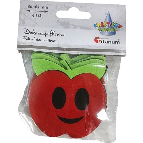 Filcowe dekoracje JABŁKA 4szt. 80x65mm 461752 TITANUM Filcowe dekoracje JABŁKA 4szt. 80x65mm 461752 TITANUM