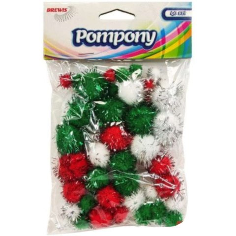 Pompony metalizowane mix rozm. czerwone/białe/zielone 40szt. POM44 Pompony metalizowane mix rozm. czerwone/białe/zielone 40szt. POM44