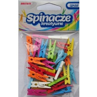 Spinacze-klamerki drewniane ozdobne mix kolorów 2,5cm (40 szt.) BREWIS SPK25 Spinacze-klamerki drewniane ozdobne mix kolorów 2,5cm (40 szt.) BREWIS SPK25