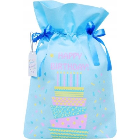 Worek upominkowy materiałowy HAPPY BIRTHDAY 30x45cm PaKaDo Worek upominkowy materiałowy HAPPY BIRTHDAY 30x45cm PaKaDo