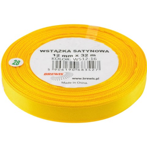Wstążka satynowa 12mm/32m 16 żółta BREWIS Wstążka satynowa 12mm/32m 16 żółta BREWIS