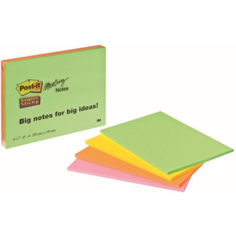 Bloczek samoprzylepny 203x149mm 45k mix kolorów (4szt) POST-IT 6845-SSP MEETING 70005253326 3M Bloczek samoprzylepny 203x149mm 45k mix kolorów (4szt) POST-IT 6845-SSP MEETING 70005253326 3M