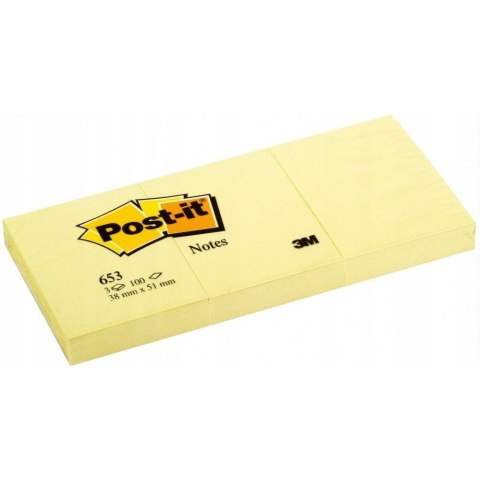 Bloczek samoprzylepny 38x51mm 100k żółty (3szt) kartonik POST-IT 653 3M-4064035092 Bloczek samoprzylepny 38x51mm 100k żółty (3szt) kartonik POST-IT 653 3M-4064035092