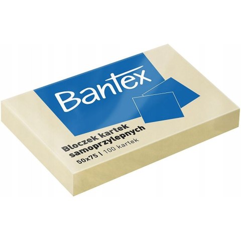 Karteczki samoprzylepne bloczek 50x75mm 100 kartek żółty 400086385 BANTEX Karteczki samoprzylepne bloczek 50x75mm 100 kartek żółty 400086385 BANTEX