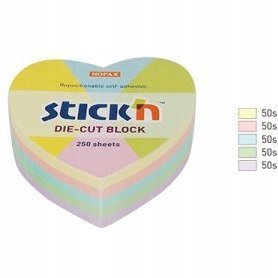 NOTES SERCE, 64X67MM, MIX 5 KOL. PASTELOWYCH, 250KART. 21835 NOTES SERCE, 64X67MM, MIX 5 KOL. PASTELOWYCH, 250KART. 21835