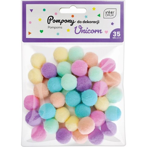 Pompony do dekoracji 20mm, 36szt. UNICORN INTERDRUK Pompony do dekoracji 20mm, 36szt. UNICORN INTERDRUK
