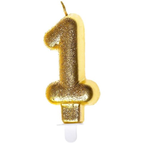 Świeczka urodzinowa złoty brokat 1 SH-687-1 GO PARTY Świeczka urodzinowa złoty brokat 1 SH-687-1 GO PARTY