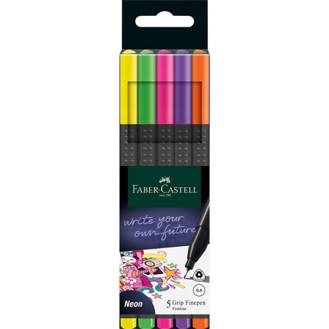 Cienkopisy GRIP 5 kolorów neonowych 151603 FABER-CASTELL Cienkopisy GRIP 5 kolorów neonowych 151603 FABER-CASTELL