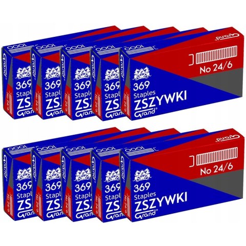Zszywki biurowe 24/6 369 (10 paczek x 1000 sztuk) do zszywaczy 110-1388 GRAND Zszywki biurowe 24/6 369 (10 paczek x 1000 sztuk) do zszywaczy 110-1388 GRAND