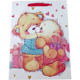 Torebka prezentowa 18x23x10cm A5 lux MISIE z brokatem ROZETTE