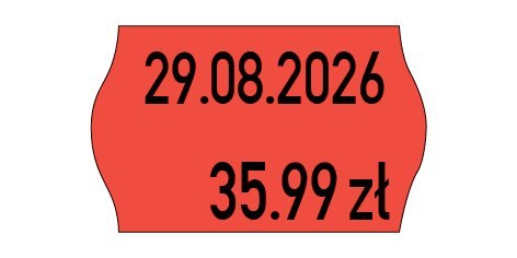 Etykiety cenowe w rolce do metkownicy dwurzędowej, 26x16 mm, (6 sztuk) czerwone neon faliste, trwały klej METO M30014337 Etykiety cenowe w rolce do metkownicy dwurzędowej, 26x16 mm, (6 sztuk) czerwone neon faliste, trwały klej METO M30014337