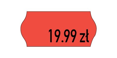 Etykiety cenowe w rolce do metkownicy jednorzędowej, 26x12 mm, (6 sztuk) czerwone neon faliste, trwały klej METO M30014351 Etykiety cenowe w rolce do metkownicy jednorzędowej, 26x12 mm, (6 sztuk) czerwone neon faliste, trwały klej METO M30014351