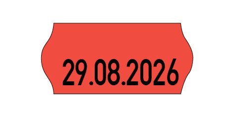Etykiety cenowe w rolce do metkownicy jednorzędowej, 26x12 mm, (6 sztuk) czerwone neon faliste, trwały klej METO M30014351 Etykiety cenowe w rolce do metkownicy jednorzędowej, 26x12 mm, (6 sztuk) czerwone neon faliste, trwały klej METO M30014351