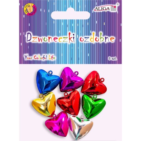 Dzwoneczki ozdobne serca 2,5cm 8szt. DZW-3203 ALIGA Dzwoneczki ozdobne serca 2,5cm 8szt. DZW-3203 ALIGA