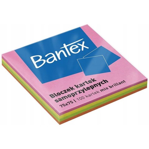 Karteczki samoprzylepne bloczek 75x75mm 100 kartek kolorowe 400086389 BANTEX Karteczki samoprzylepne bloczek 75x75mm 100 kartek kolorowe 400086389 BANTEX