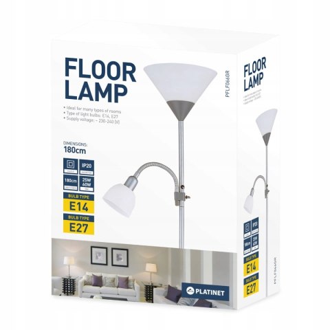 Lampa podłogowa PLATINET E27 + E14 szara (44527) Lampa podłogowa PLATINET E27 + E14 szara (44527)