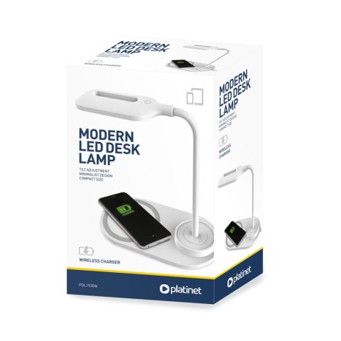 Lampka biurkowa led PLATINET MODERN biała 10W z ładowarką indukcyjną (45247) Lampka biurkowa led PLATINET MODERN biała 10W z ładowarką indukcyjną (45247)