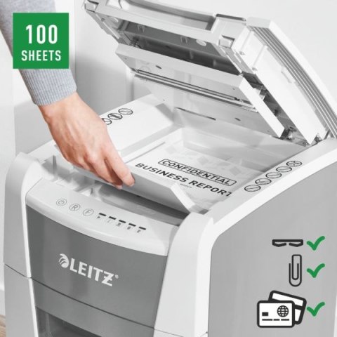 Niszczarka Leitz IQ AutoFeed 100, P4 100 kartek, kosz 34L80110000 Niszczarka Leitz IQ AutoFeed 100, P4 100 kartek, kosz 34L80110000