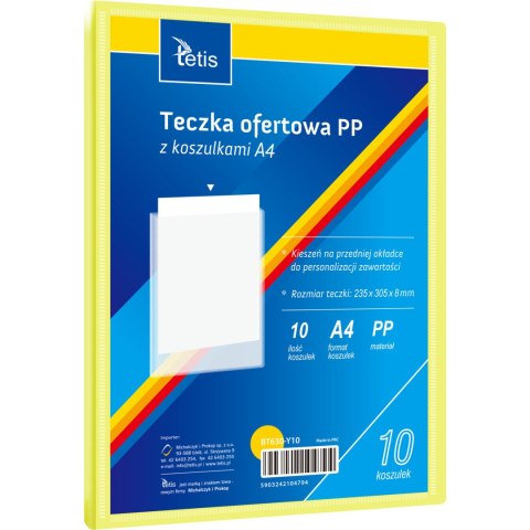 Teczka ofertowa A4 PP 10 koszulek ŻÓŁTA BT630-Y10 TETIS Teczka ofertowa A4 PP 10 koszulek ŻÓŁTA BT630-Y10 TETIS