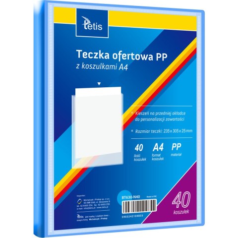 Teczka ofertowa A4 PP 40 koszulek NIEBIESKA BT630-N40 TETIS Teczka ofertowa A4 PP 40 koszulek NIEBIESKA BT630-N40 TETIS