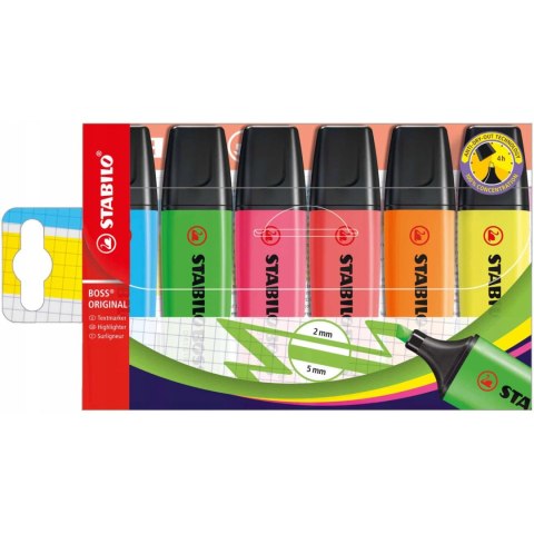 Zakreślacz STABILO BOSS 6szt. w etui 70/6 Zakreślacz STABILO BOSS 6szt. w etui 70/6